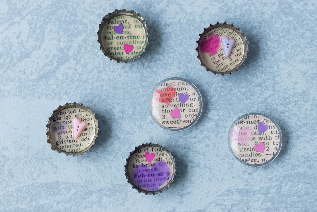 DIY Valentine's Day Dictionary Page Magnets Rose Clearfield