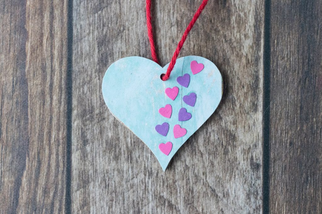 DIY Valentine's Day Wooden Heart Ornaments