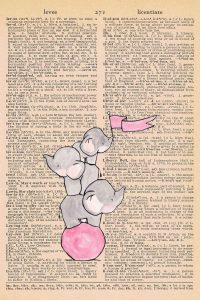Elephant Nursery Decor Balancing on a Ball Dictionary Page