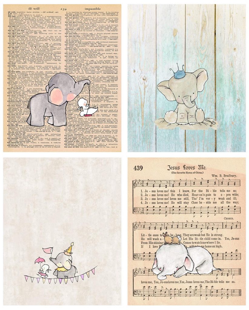 Elephant Nursery Decor Collage