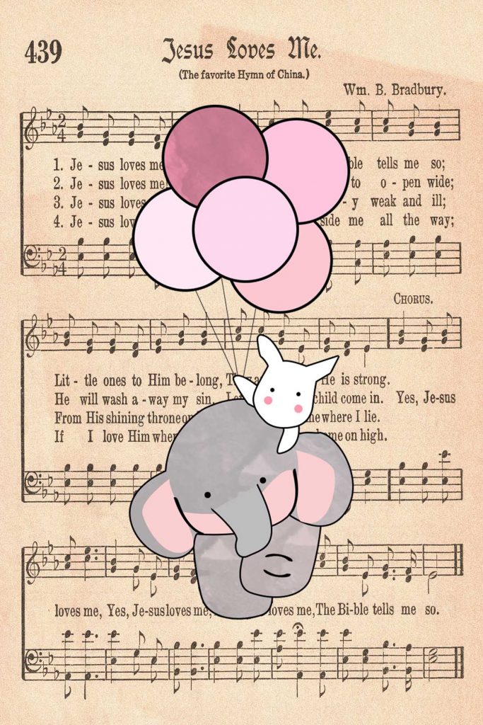 Elephant Nursery Decor Rabbit Holding Balloons Jesus Loves Me
