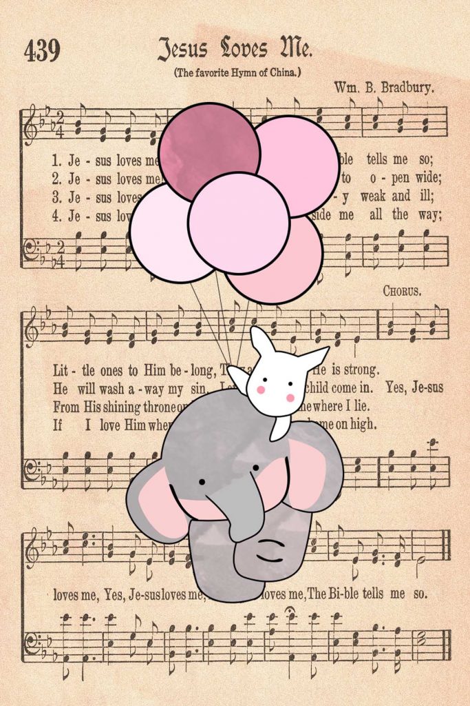 Elephant Nursery Decor Rabbit Holding Balloons Jesus Loves Me