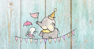 Elephant Nursery Decor Tight Rope Walk Aqua Distressed Wood