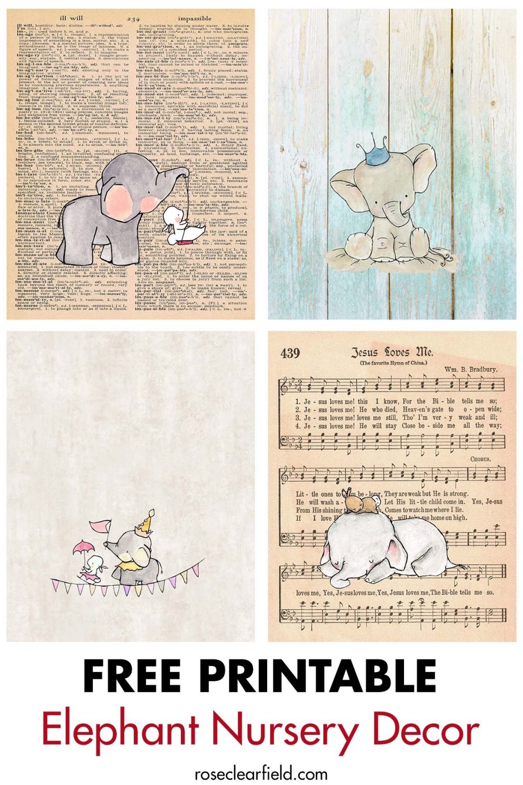 Free Printable Elephant Nursery Decor • Rose Clearfield