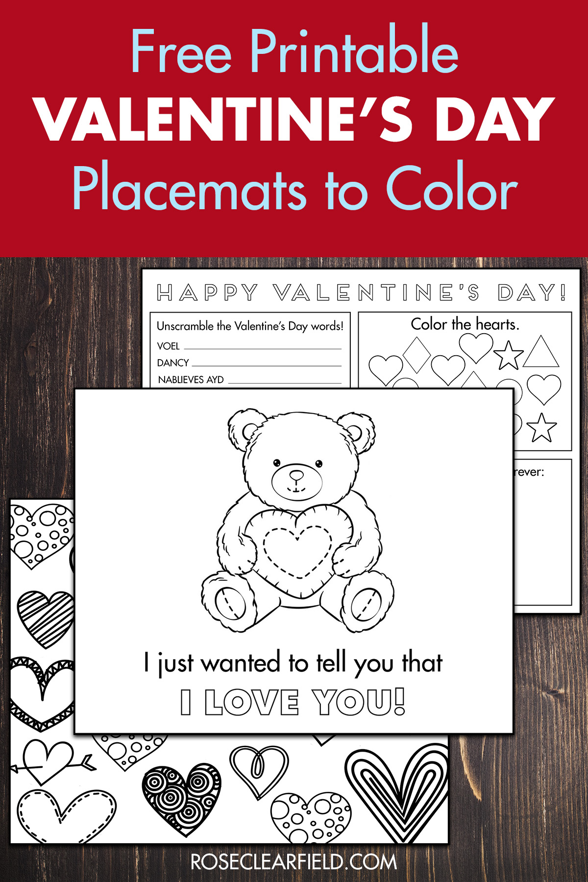 Free Printable Valentine s Day Placemats To Color Rose Clearfield