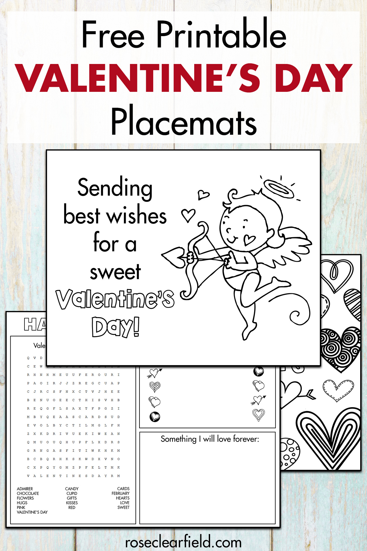 Free Printable Valentine s Day Placemats To Color Rose Clearfield