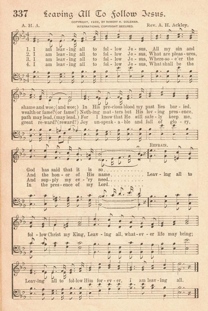 The American Hymnal Leaving All I Follow to Jesus