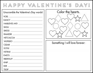 Valentine's Day Game Placemat
