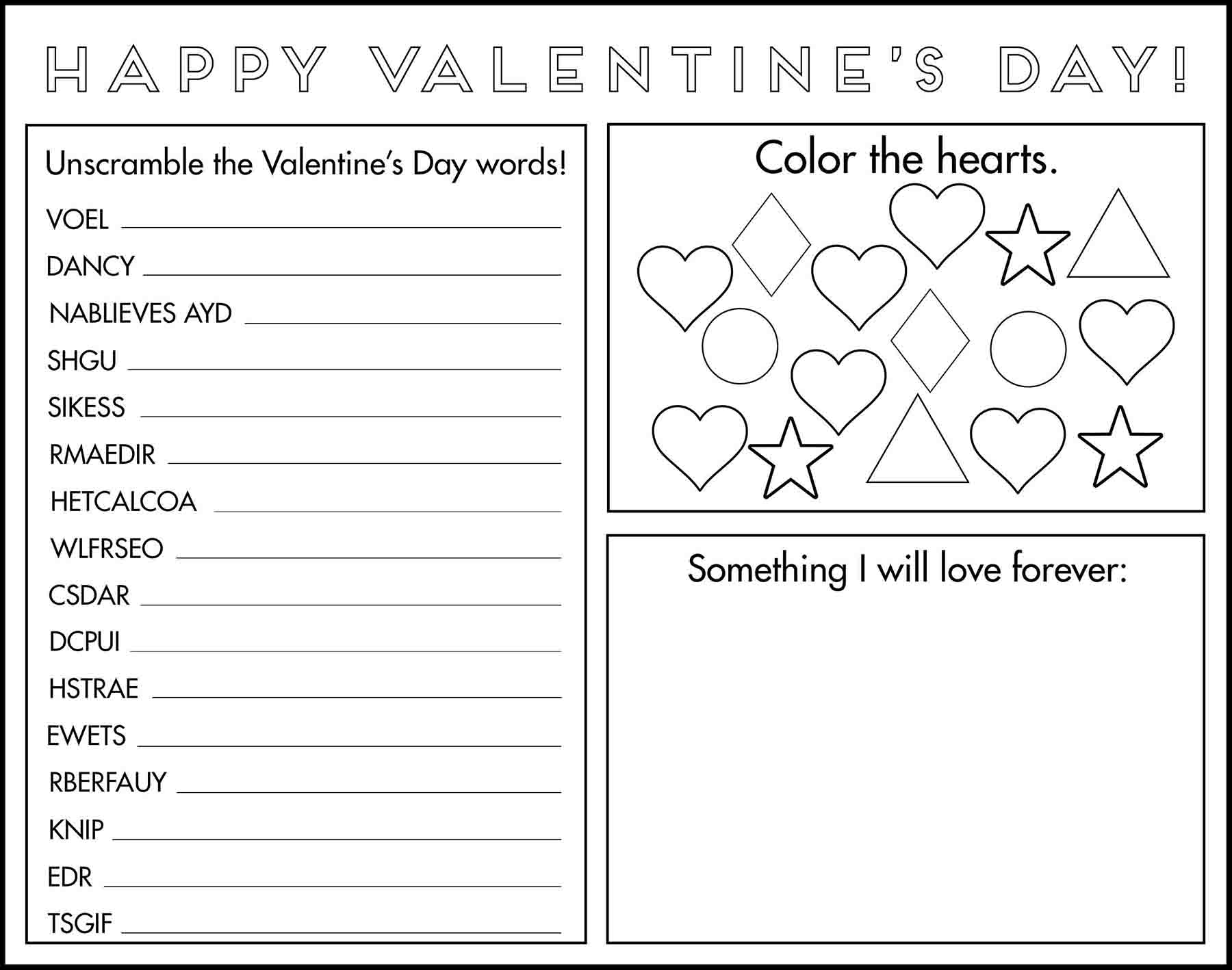 Free Printable Valentine s Day Placemats To Color Rose Clearfield