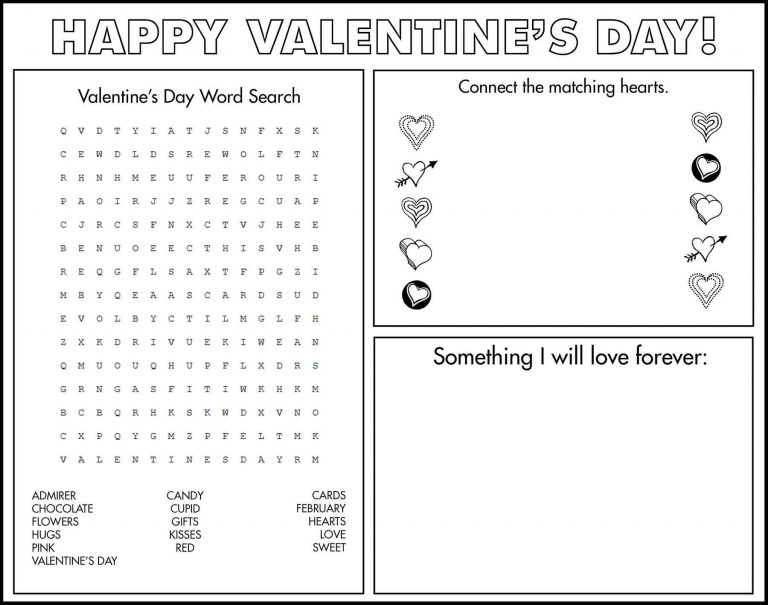 Free Printable Valentine's Day Placemats to Color • Rose Clearfield