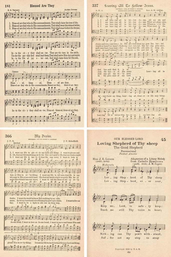 Vintage Hymns for Baptism Collage