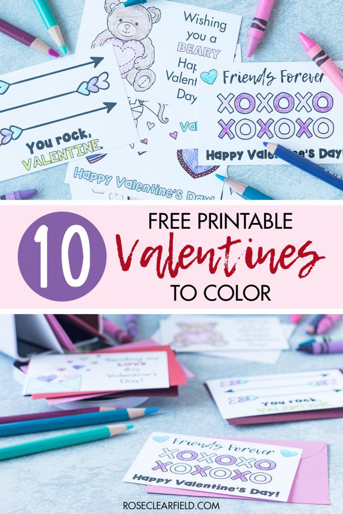 10 Free Printable Valentines to Color
