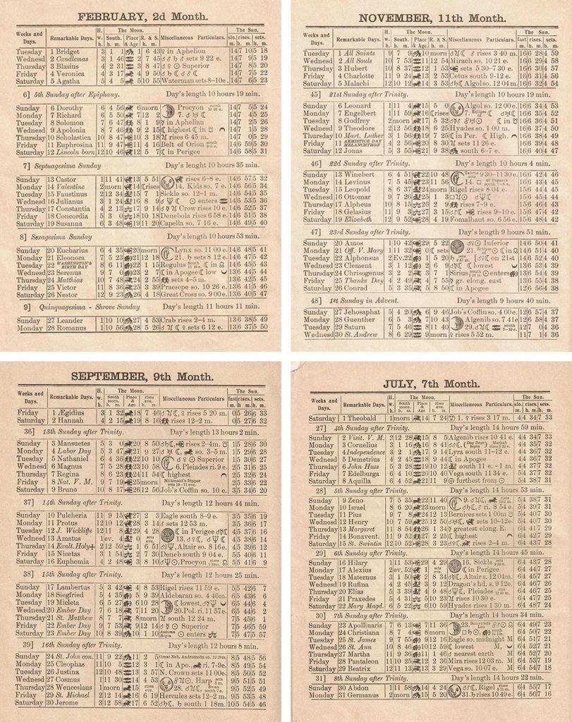 Agricultural Almanac Calendar Pages Collage