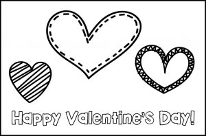 Free Printable Valentines to Color Assorted Hearts Happy Valentine's Day