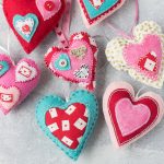 DIY Felt Heart Ornaments for Valentine's Day