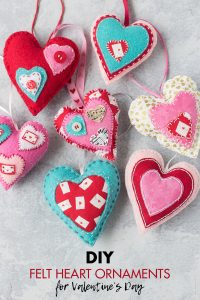 DIY Felt Heart Ornaments for Valentine's Day
