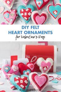 DIY Felt Heart Ornaments for Valentine's Day