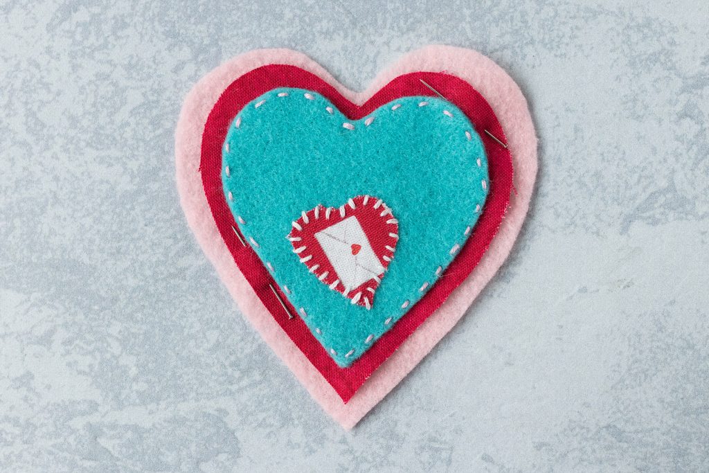 DIY Felt Heart Ornaments in Progress