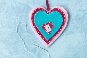 DIY Felt Heart Ornaments in Progress