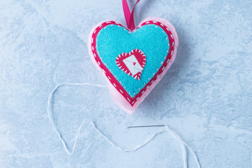 DIY Felt Heart Ornaments in Progress