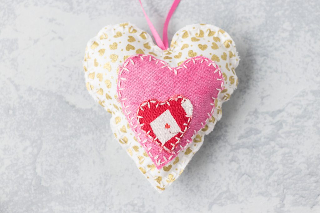 DIY Felt Heart Ornaments for Valentine's Day