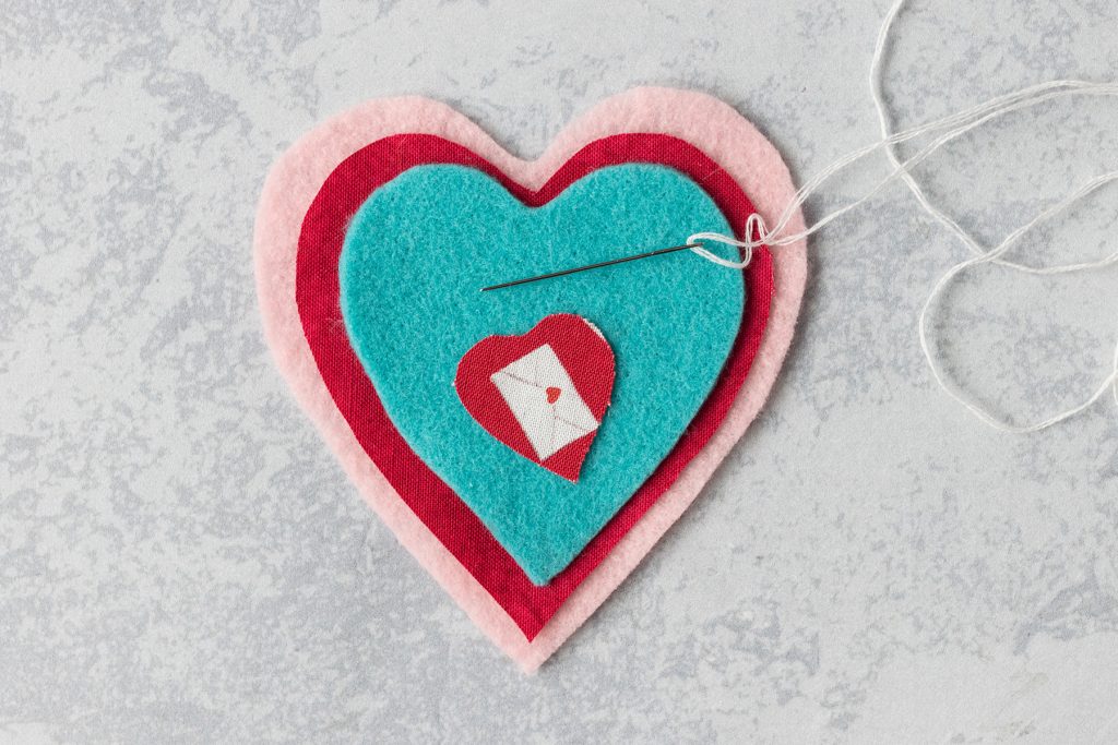 DIY Felt Heart Ornaments in Progress