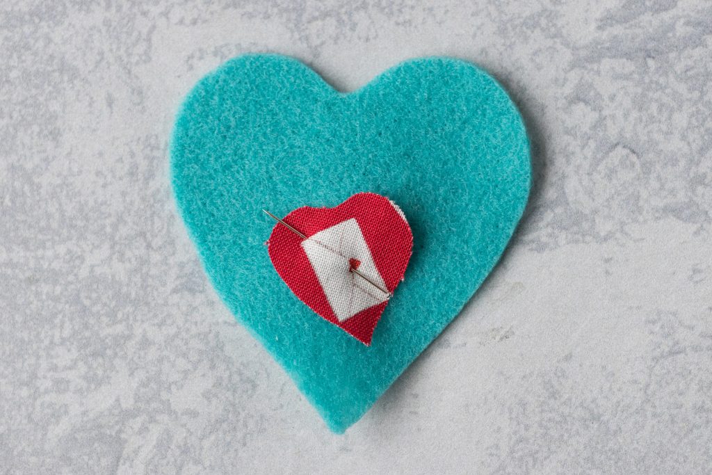 DIY Felt Heart Ornaments in Progress