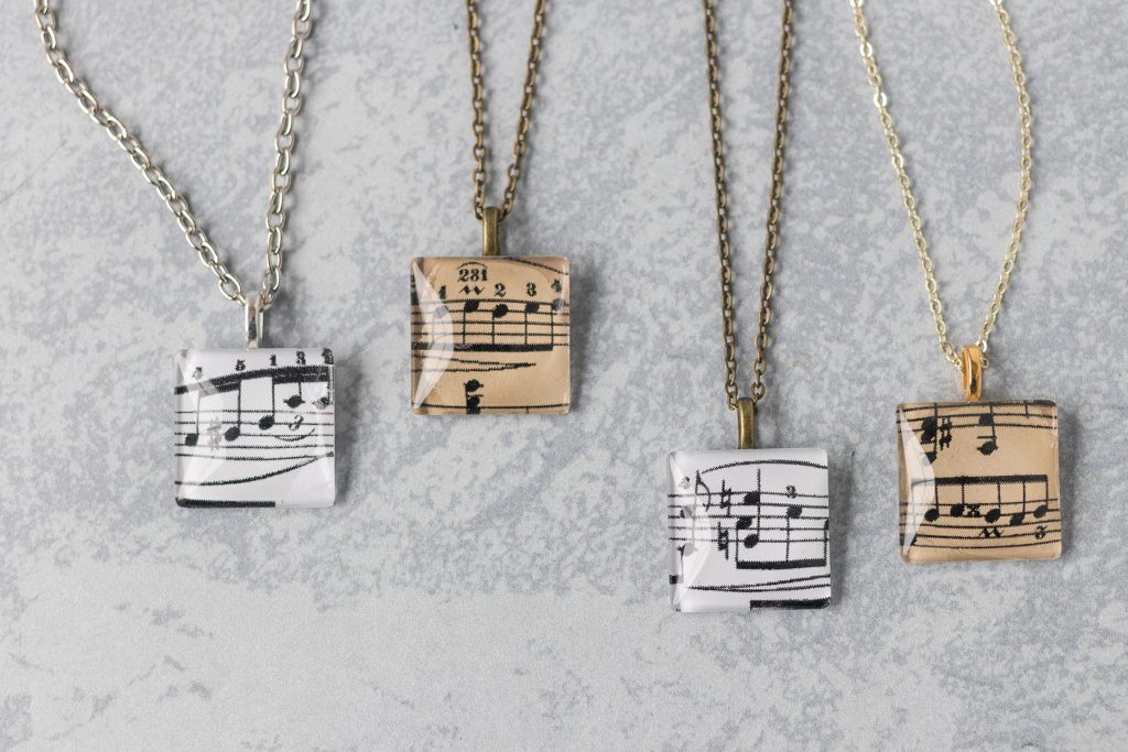 DIY Sheet Music Pendant Necklaces