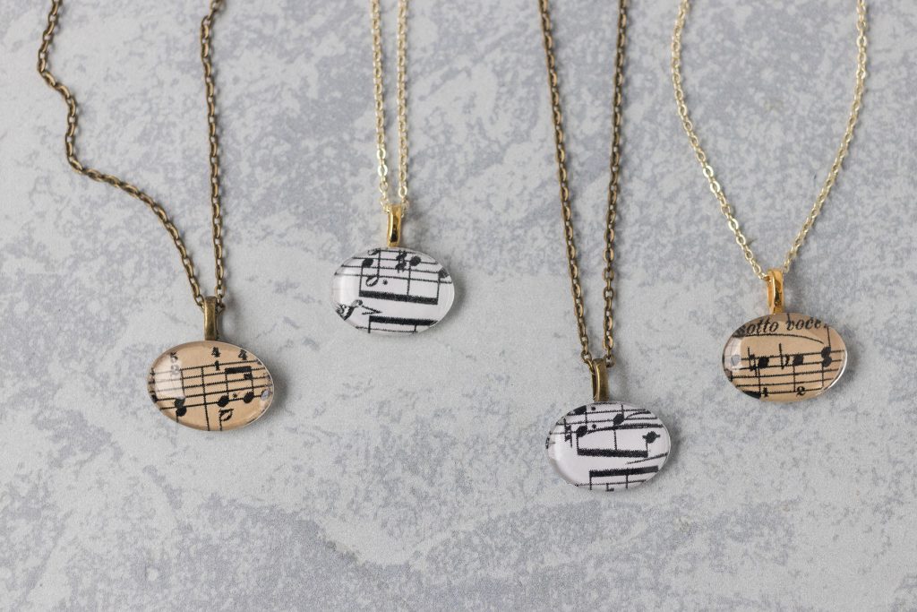 Oval Sheet Music Necklaces