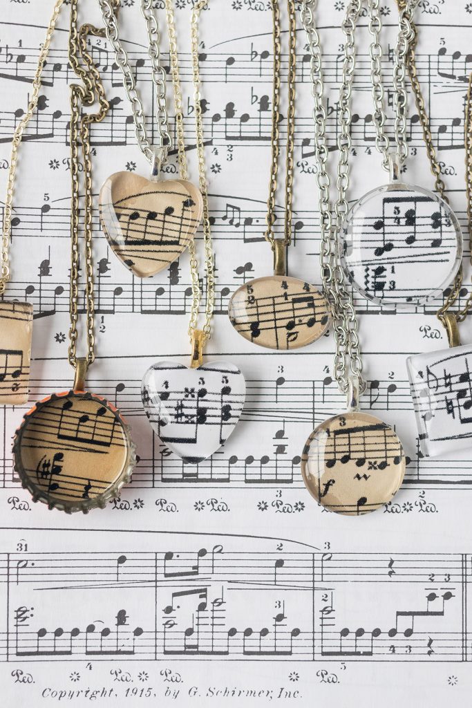 DIY Sheet Music Pendant Necklaces