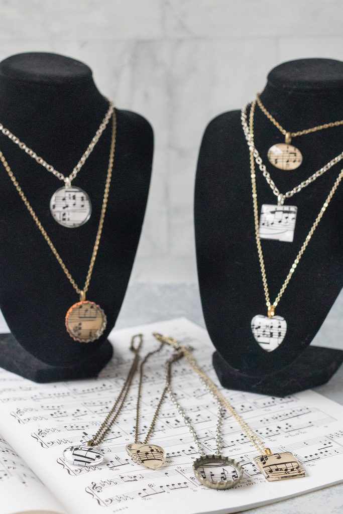 DIY Sheet Music Pendant Necklaces