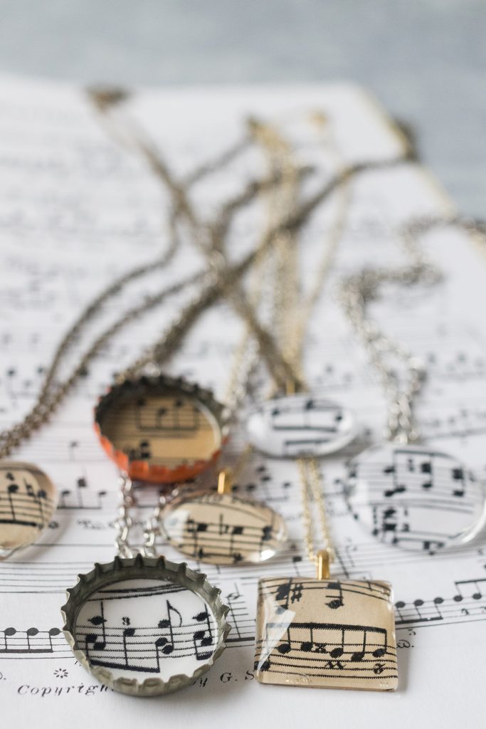 DIY Sheet Music Pendant Necklaces