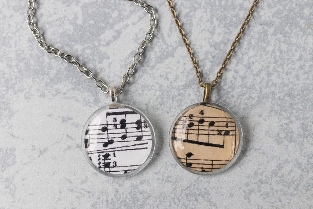 DIY Sheet Music Pendant Necklaces