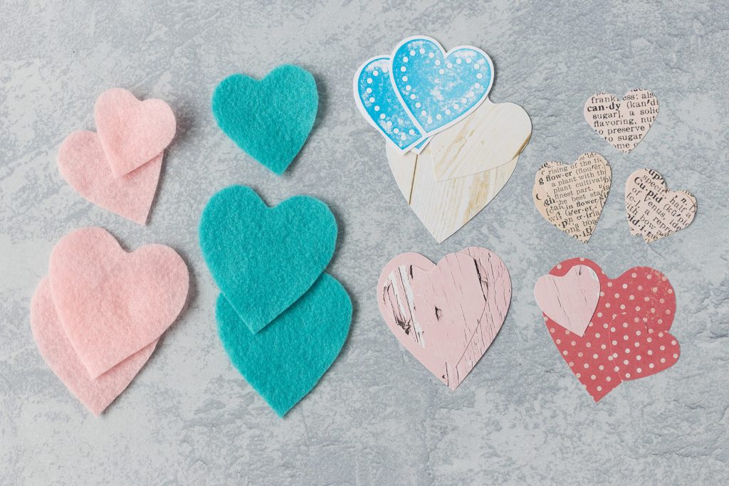 Felt and Paper Hearts for a DIY Project