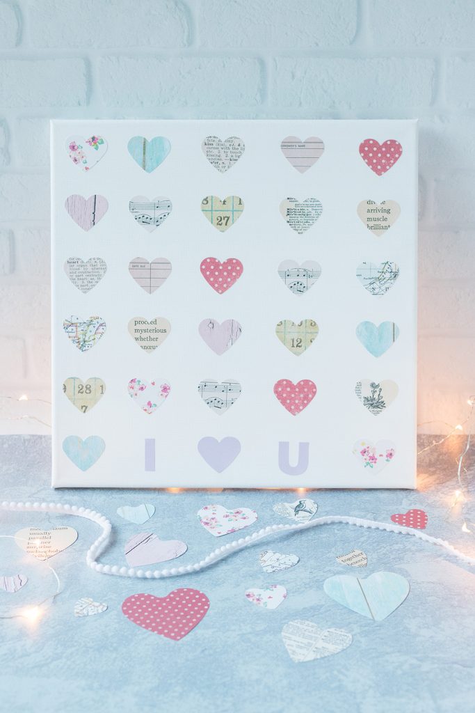 DIY Valentine's Day Hearts Canvas Wall Art