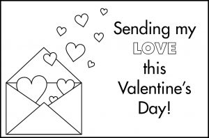 Free Printable Valentines to Color Envelope With Hearts Sending My Love