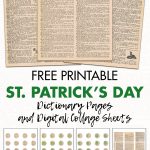 Free Printable St. Patrick's Day Dictionary Pages and Digital Collage Sheets