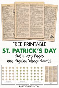 Free Printable St. Patrick's Day Dictionary Pages and Digital Collage Sheets