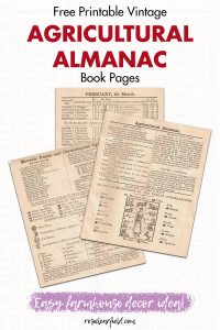 Free Printable Vintage Agricultural Almanac Book Pages