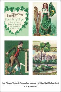 Free Printable Vintage St. Patrick's Day Postcards ATC Size Preview