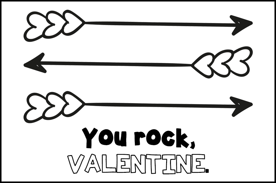 Free Printable Valentines to Color Heart Arrows You Rock