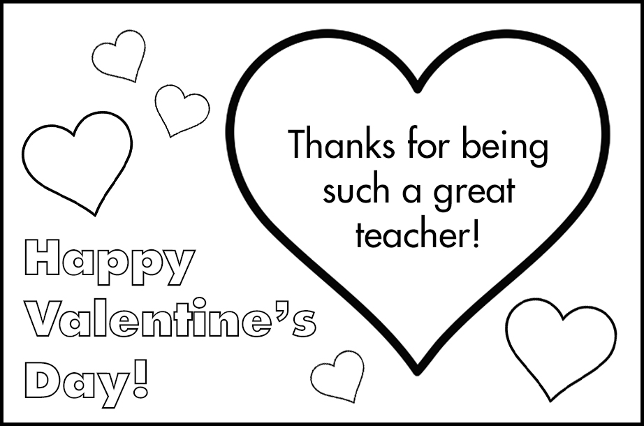 Teacher Valentine Printable Coloring Page