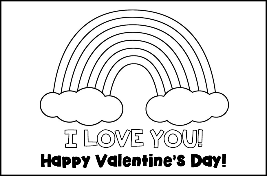 Free Printable Valentines to Color Rainbow I Love You