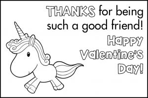 Free Printable Valetines to Color Unicorn Good Friend