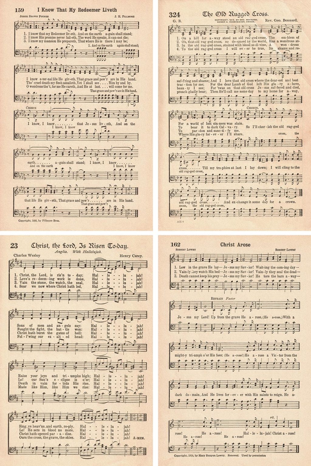 Free Printable Vintage Hymns for Easter • Rose Clearfield