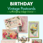 14 Free Printable Birthday Vintage Postcards With Digital Collage Sheets