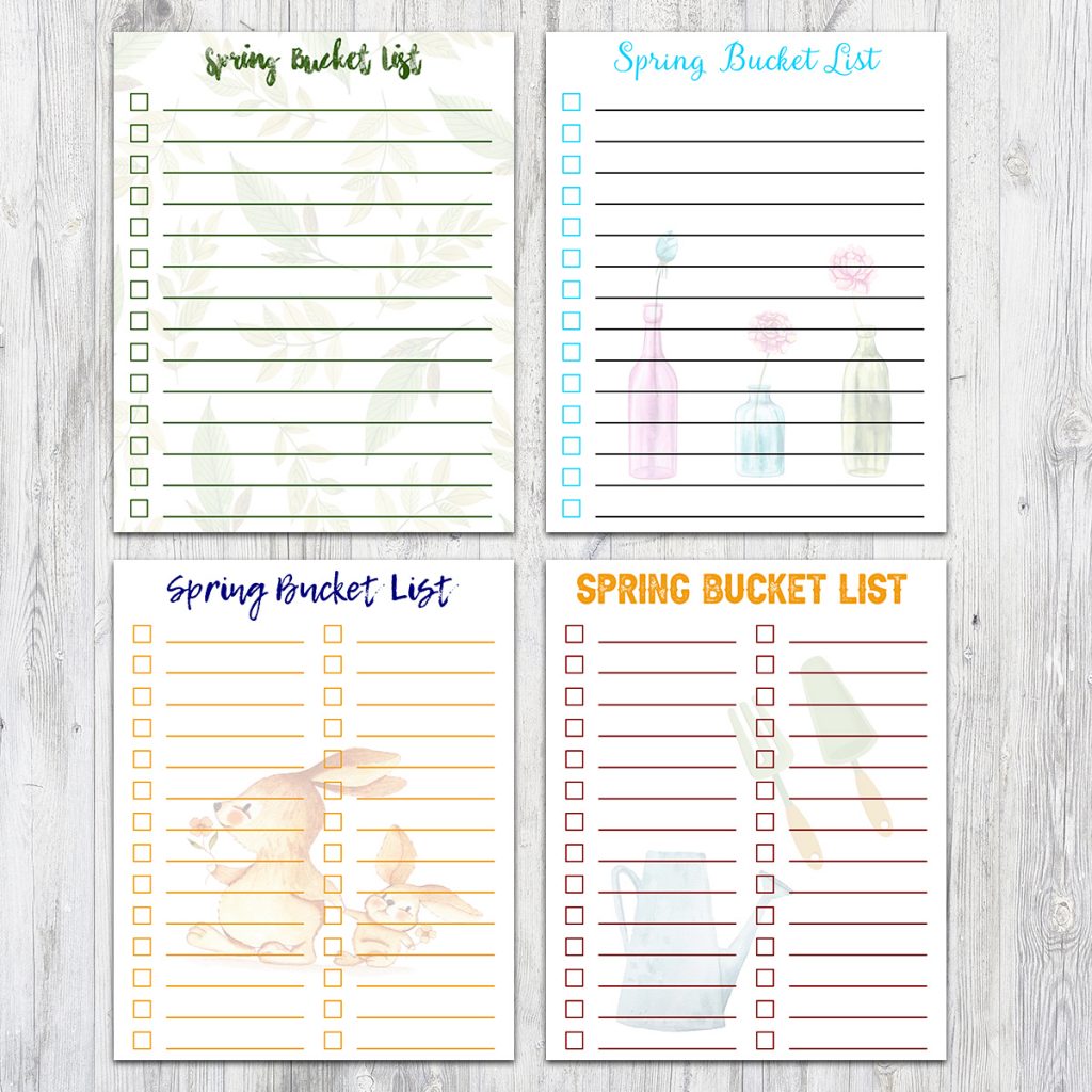 8x10 Spring Bucket Lists