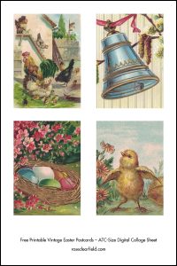 Free Printable Vintage Easter Postcards ATC Size Digital Collage Sheets Preview