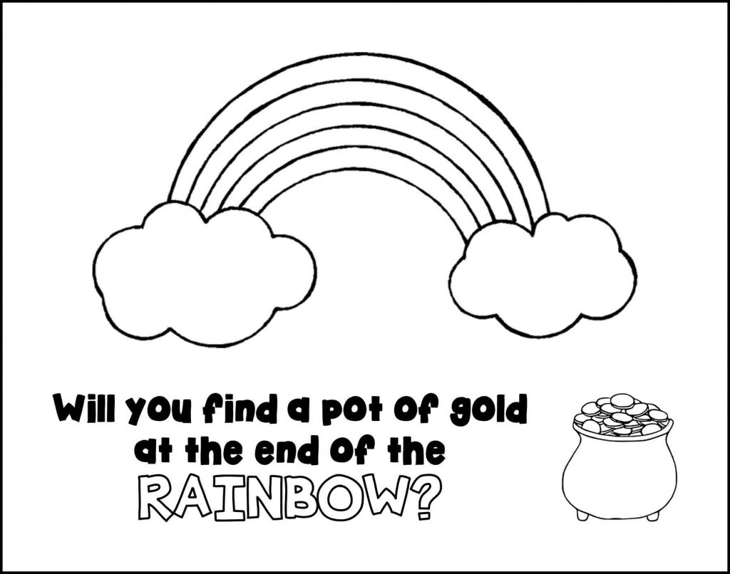 Pot of Gold Rainbow St. Patrick's Day Placemat to Color