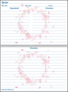 Printable Spring Recipe Card 4x6 Cherry Blossom Wreath